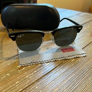 Black Ray an clubmasters with dust cloth and hard travel case